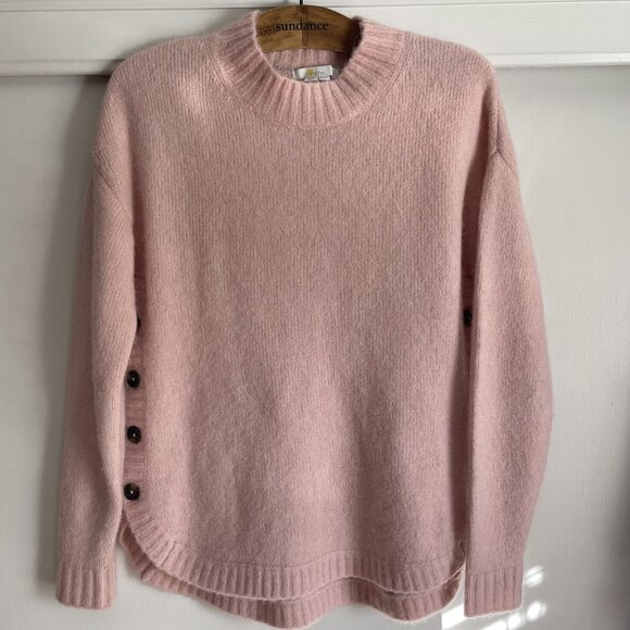 BODEN Fluffy Side Button Jumper Crew Neck Sweater Size 6 Pink Peach - Picture 2 of 16